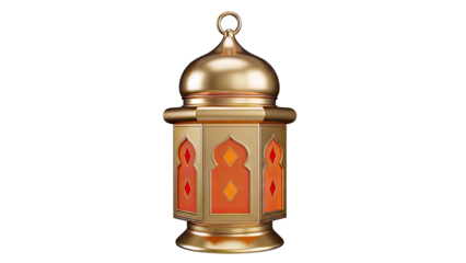 Golden Ramadan Lantern with Arched Windows