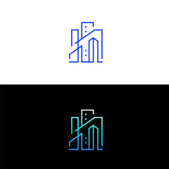 Modern skyscraper logo design template for business identity. Modern real estate, building, apartment, skyscraper, architecture logo design concept.