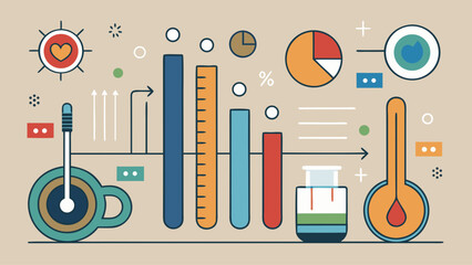 A colorful drawing of a coffee cup, a thermometer, and a ruler. The drawing is of a scientific experiment, with the coffee cup and thermometer representing the temperature of the experiment