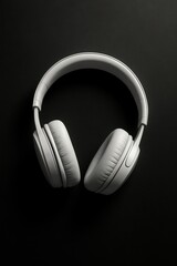 Sleek white headphones on black