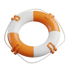 Orange and white life buoy isolated on transparent background