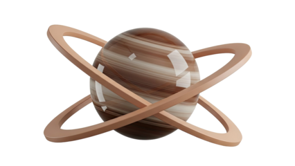 3D Render of a Saturn-like Orb with Swirling Patterns and Rings