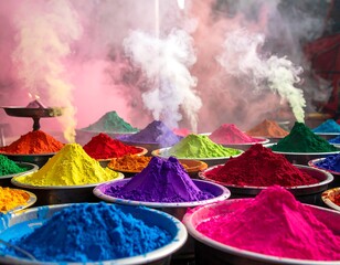 Fototapeta premium Vivid assortment of powdered colors creating a vibrant atmosphere