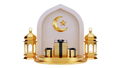 Ramadan Islamic Gifts and Lanterns with Crescent Moon