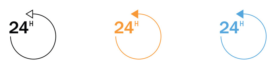 24 Hours icon set vector. continuous availability symbol. vector illustration.