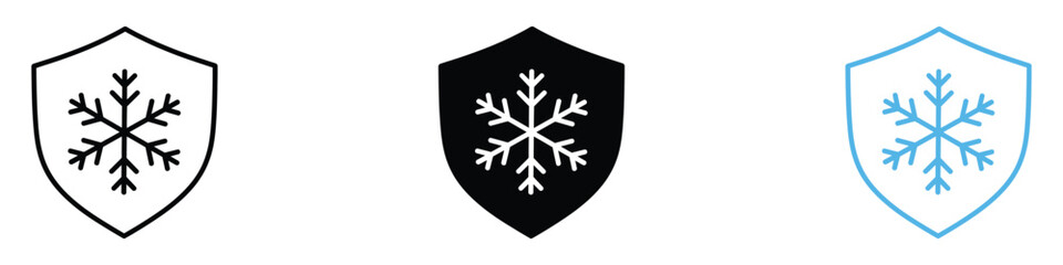 Frost resistant icon set vector. cold protection, freeze resistance, and winter safety symbol. vector illustration. © Graphinest