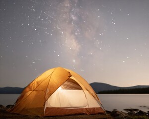 Inspiring Night Camping Adventure Premium Content for Travel, Advertising, Social Media, and Outdoor Lifestyle Marketing