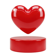 Floating red heart icon isolated on transparent background