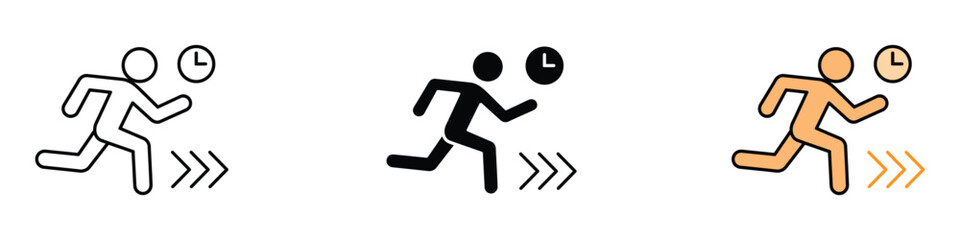 Running Speed icon set vector. urgency and effective time management symbol. vector illustration.