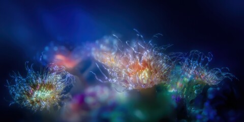 Mesmerizing Underwater Bioluminescent Coral Reef Vibrant Ocean Life for Creative Marketing and Professional Advertising Content