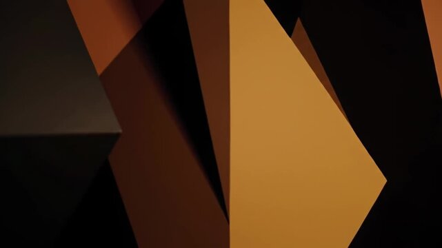 Abstract geometric background with overlapping shapes in shades of brown and beige.
