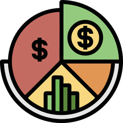 Financial Pie Chart Analysis Icon
