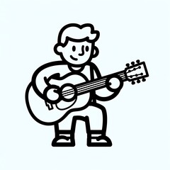 Man Playing Guitar Simple Illustration