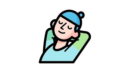 Man Sleeping Peacefully Cartoon Illustration