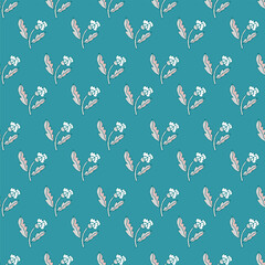 Teal Blush Folk Sprig Pattern