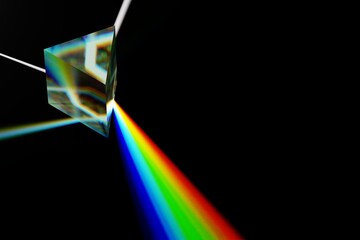 三角プリズムによる光の分光の3Dイラスト