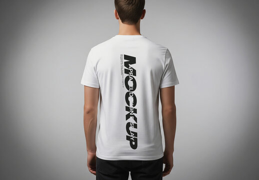 White T-Shirt Back View Mockup Template
