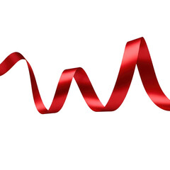 Elegant red ribbon wave isolated on transparent background