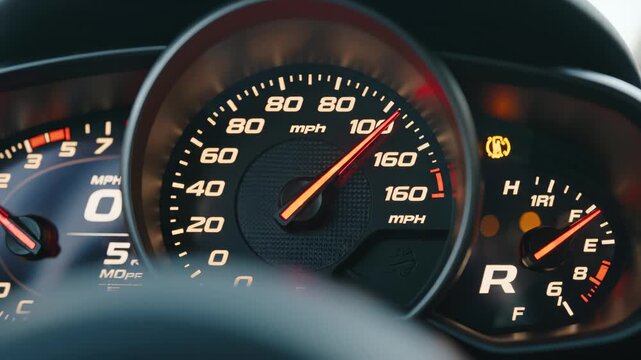 Car dashboard speedometer and gauges