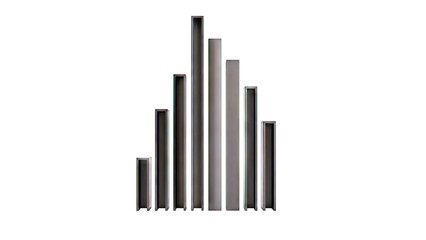 Arrangement of black rectangular columns on a white background