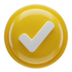 Golden checkmark icon isolated on transparent background