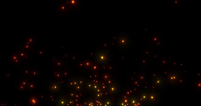 Flames fire sparks particles flying movement vfx motion effect on black backgrounds rendering