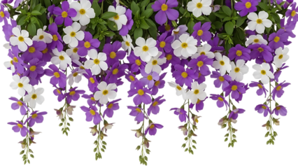 Vibrant flowers hanging garden isolated on transparent background
