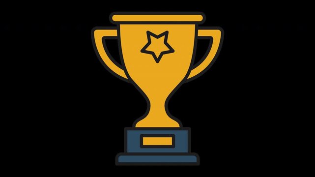 Animated vector icon of a soccer trophy with subtle celebratory motion in a seamless loop. Flat football illustration symbolizing victory, championship, achievement, and sports awards for UI, apps
