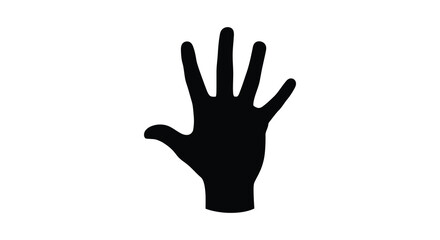 Obraz premium A striking black silhouette of a human hand displaying a stop or halt gesture silhouette