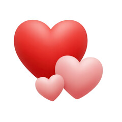 Three hearts illustration isolated on transparent background