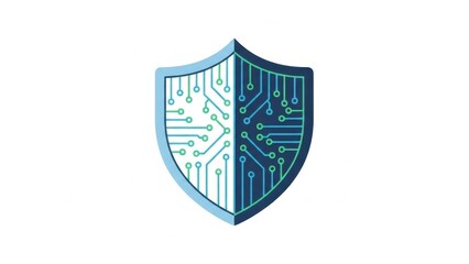 Digital Shield with Circuit Board Pattern, Cybersecurity Concept, Data Protection