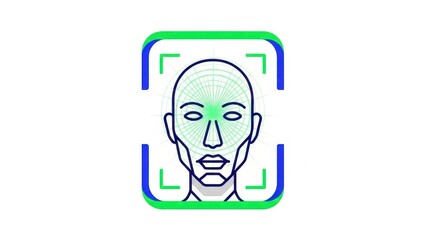 Facial Recognition Technology Icon: Face Scan, Biometric Identification, Security System