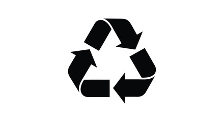A striking black recycle symbol presented against a white background a bold silhouette © Kuntol02