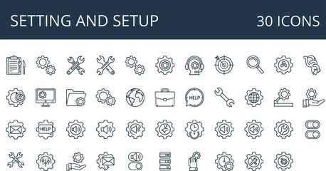 Technical support icons set, settings tools, customer service, system maintenance, help vector