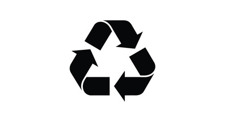A striking black recycling symbol against a white background a bold visual silhouette © Kuntol02
