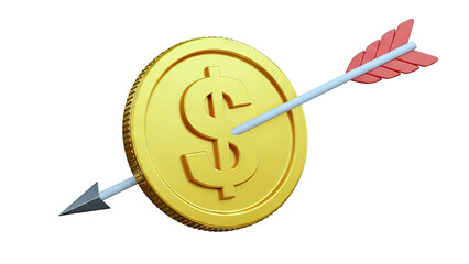 Arrow through golden dollar coin