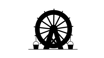 Fototapeta premium Silhouette water wheel with buckets