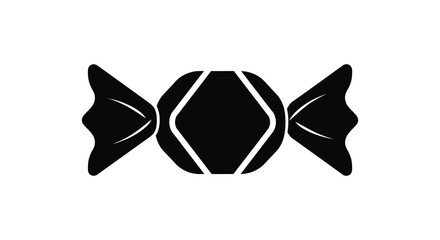 A striking black silhouette of a wrapped candy showcasing its classic shape and design silhouette © Kuntol02