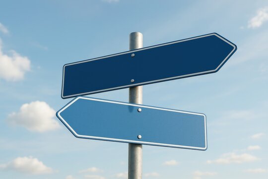 Blank signpost under clear sky.