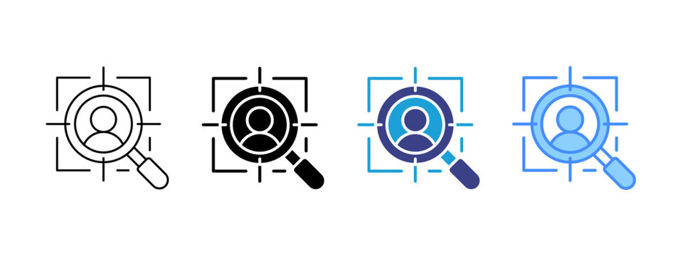 Target Audience icon set multiple style collection