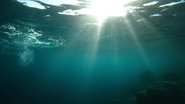 Underwater scene with sunlight