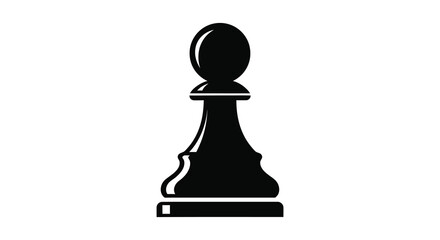 A stark black chess pawn stands prominently against a bright white background silhouette © Kuntol02