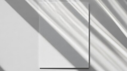 A blank white vertical paper mockup with realistic window sunlight and leaf shadows for professional minimalist brand identity displays