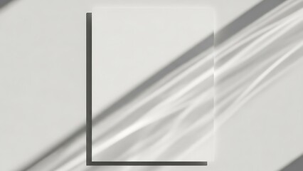 A blank white vertical paper mockup with realistic window sunlight and leaf shadows for professional minimalist brand identity displays