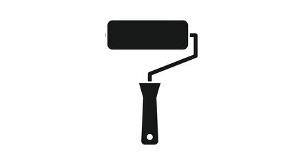A striking black paint roller icon portrays a tool for applying coatings silhouette © Kuntol02