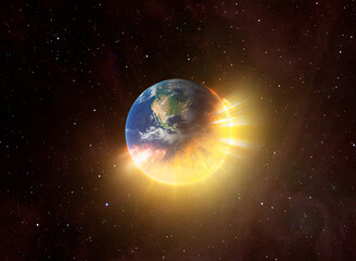 Global warming concept - The world is experiencing disaster as a result of global warming  "Elements of this image furnished by NASA © muratart