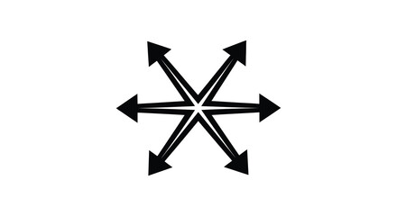A striking graphic design featuring six arrows pointing outwards from a central point silhouette © Kuntol02
