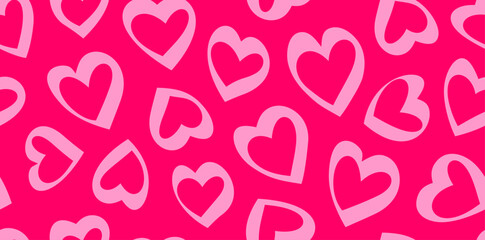 Heart seamless pattern. Valentine's day holiday backdrop texture, romantic wedding. Flat style