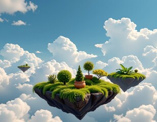 Floating Garden Islands Dreamy Cloudscape