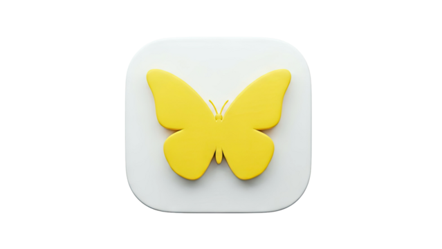 Yellow Butterfly Icon on White Square - Powered by Adobe